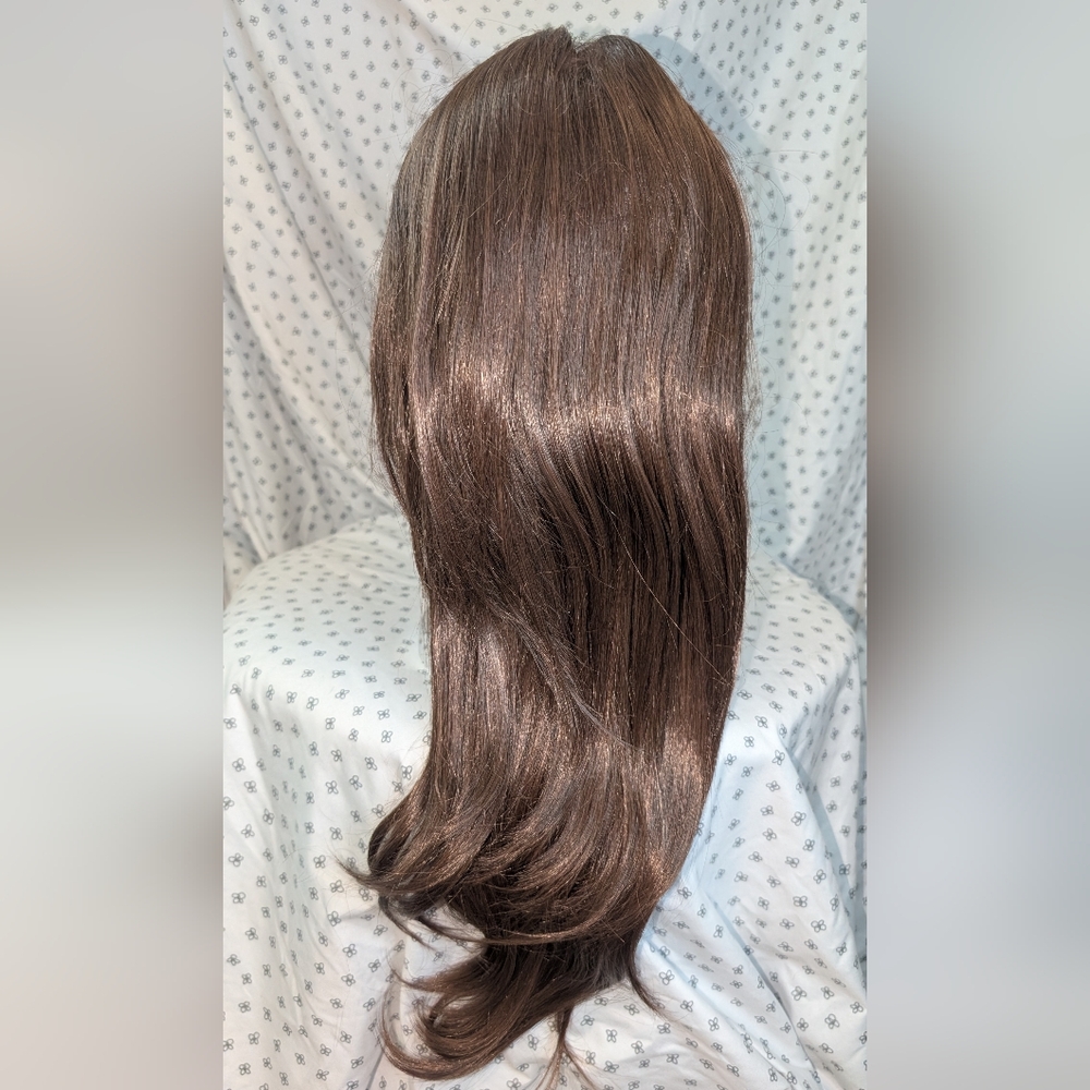 Synthetic Wig Chestnut Brown 20 Inch Human Hair Feel 13x6 Lace Front Easy Wear